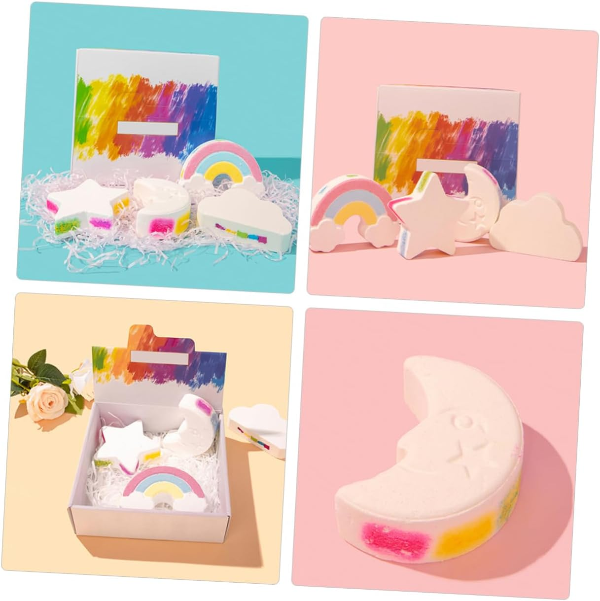 Baluue 4Pcs Rainbow Fragrant Bathing Salt for Relaxation and Skin Nourishment for Mom Friends Yourself image number 1