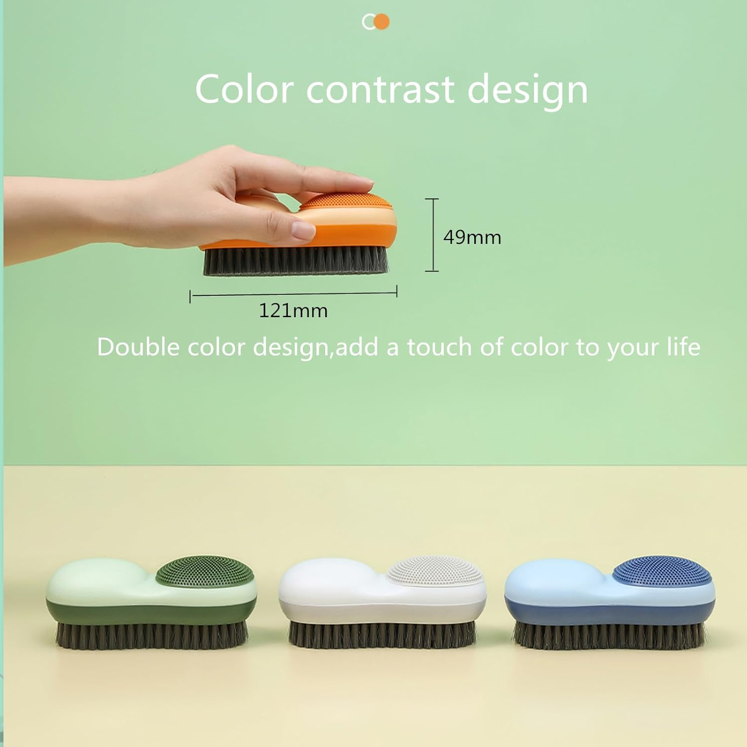 Two-Sided Laundry Stain Remover Brush, Soft Bristle for Scrubbing Out Tough Stains on Wool Cashmere Delicate Fabrics Knits Cotton Leather, Easy to Grip Hand Washing Clothes Brushes (Blue) image number 3