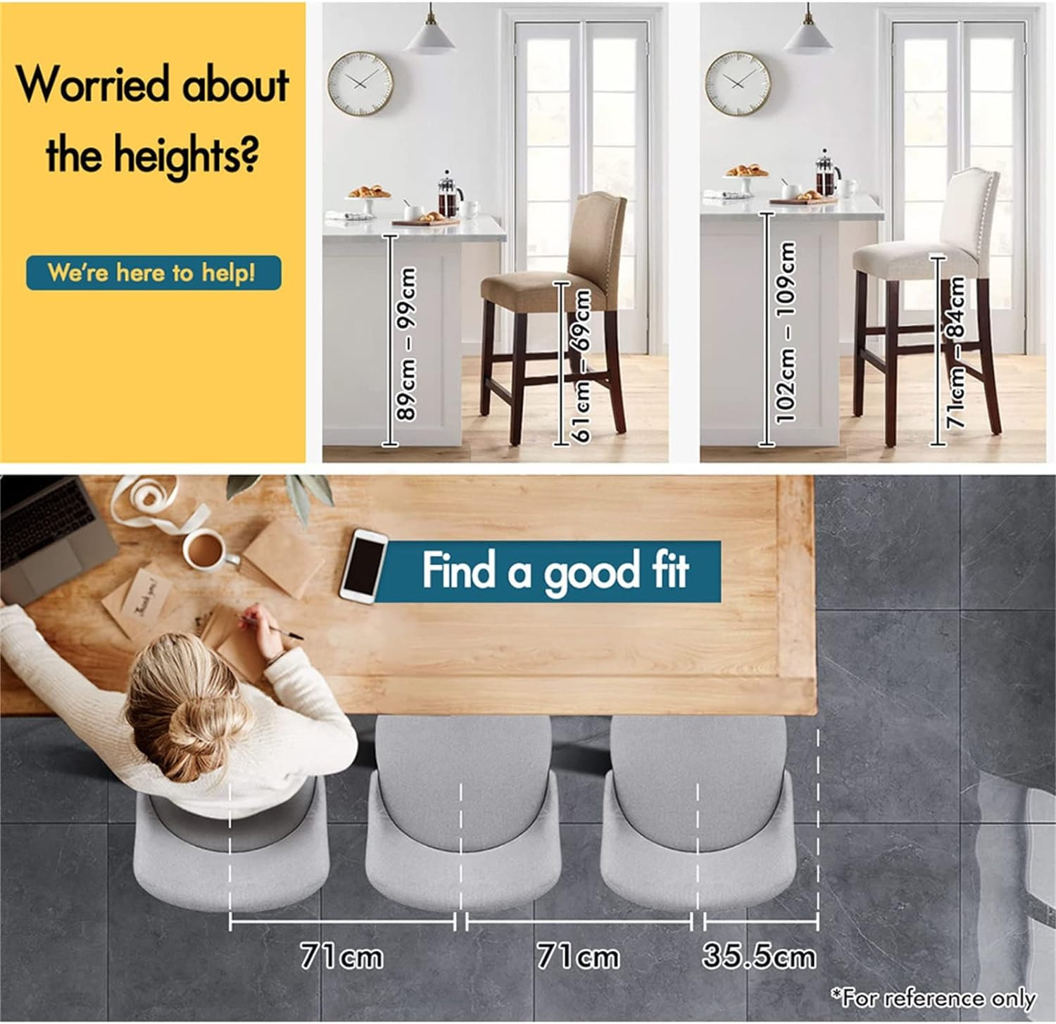 ALFORDSON Set of 2 Bar Stool Ramiro Adjustable Kitchen Stool Swivel Counter Wooden Dining Chair in 61-82Cm Seat Height with Gas Lift, All Black Bar Sets for Home Dining Room Cafe Shops Bars image number 2