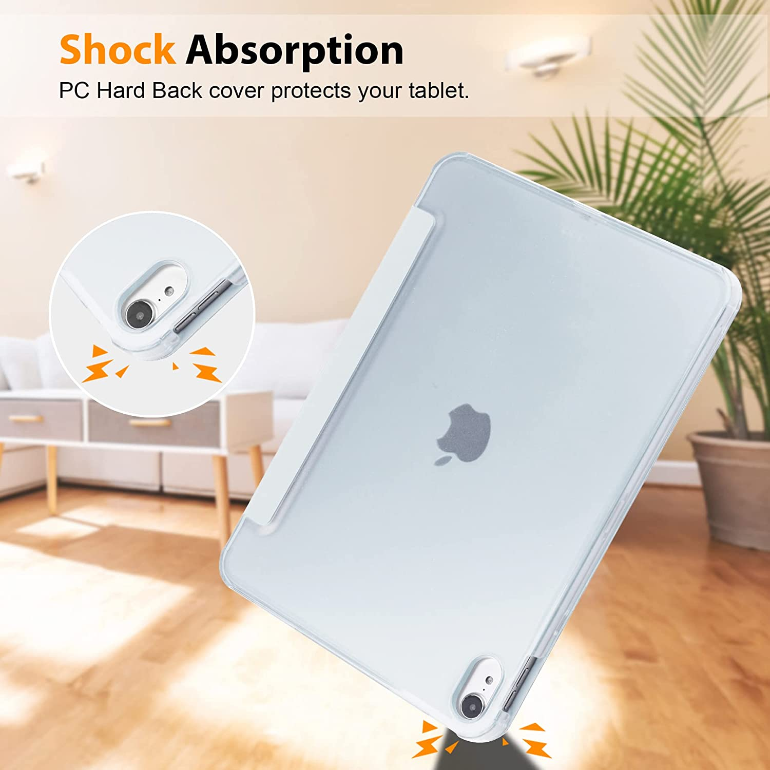 T Tersely Leather PC Hard Case Cover for Ipad 11Th Generation 11" 2025/ Ipad 10Th Generation 10.9" 2022, Slim Stand Hard Back Shell Smart Sleep/Wakeup Cover - Blue