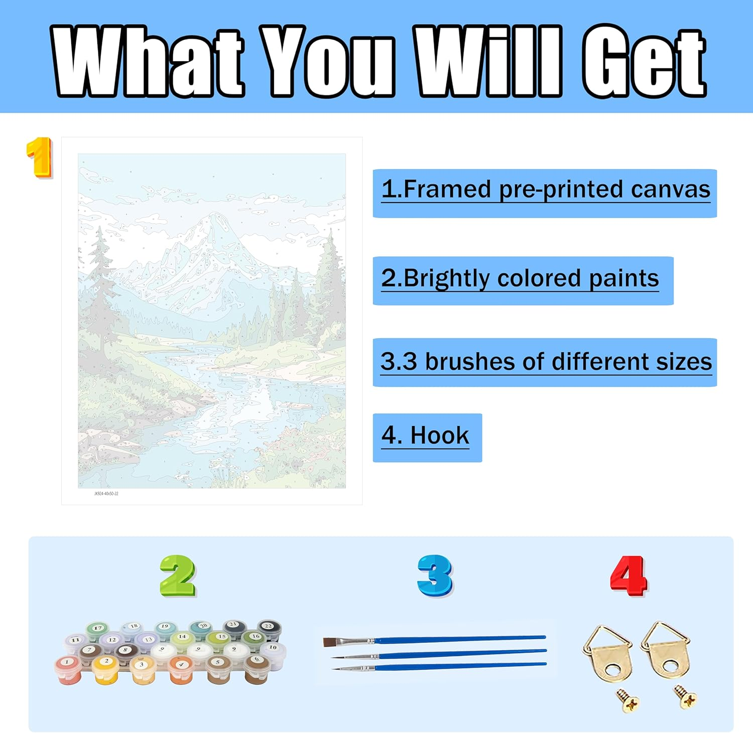 Ycydilirab Mountain Paint by Numbers for Adults - Landscape, 16X20Inch, Acrylic Canvas, Non-Foldable image number 4