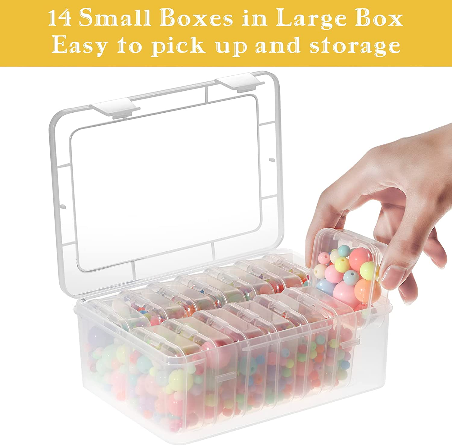 Mathtoxyz Small Bead Organizers, 30 Pieces Plastic Storage Cases Mini Clear Bead Storage Containers Transparent Boxes with Hinged Lid and Rectangle Clear Craft Supply Case image number 3