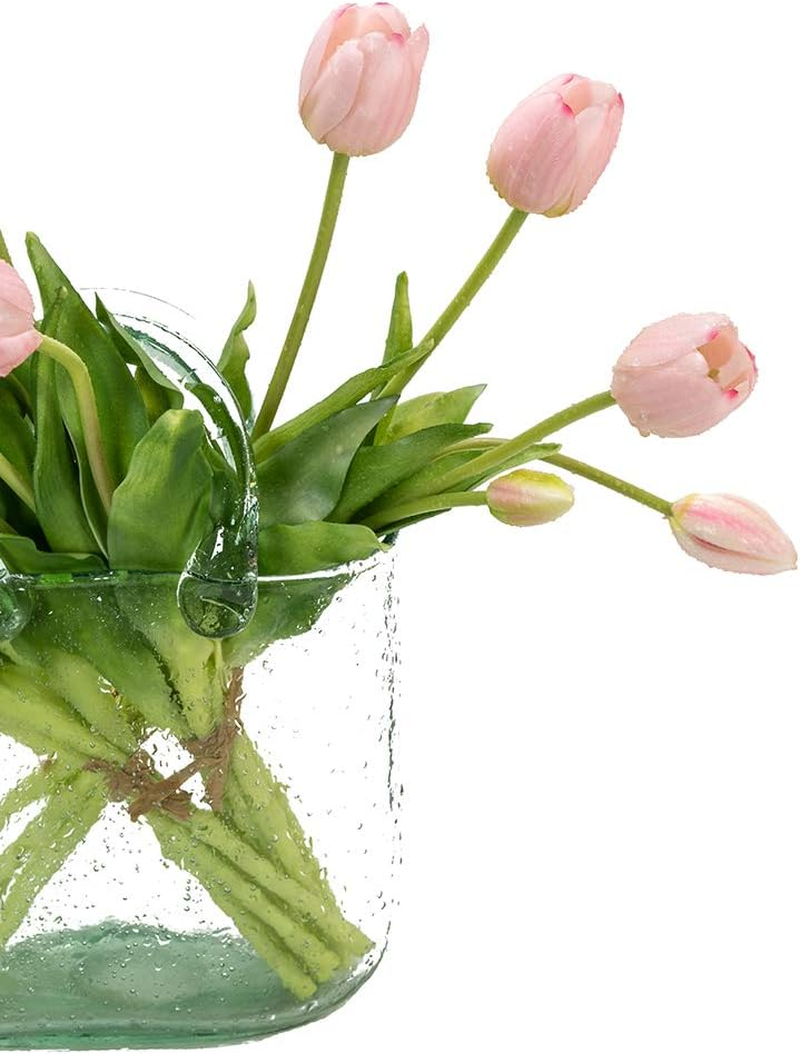 15Pcs Artificial Tulips Flowers, Real Touch Latex Bouquet, Fake Tulips for Office Wedding Party Home Kitchen Garden Decoration(Light Pink,15Pcs)