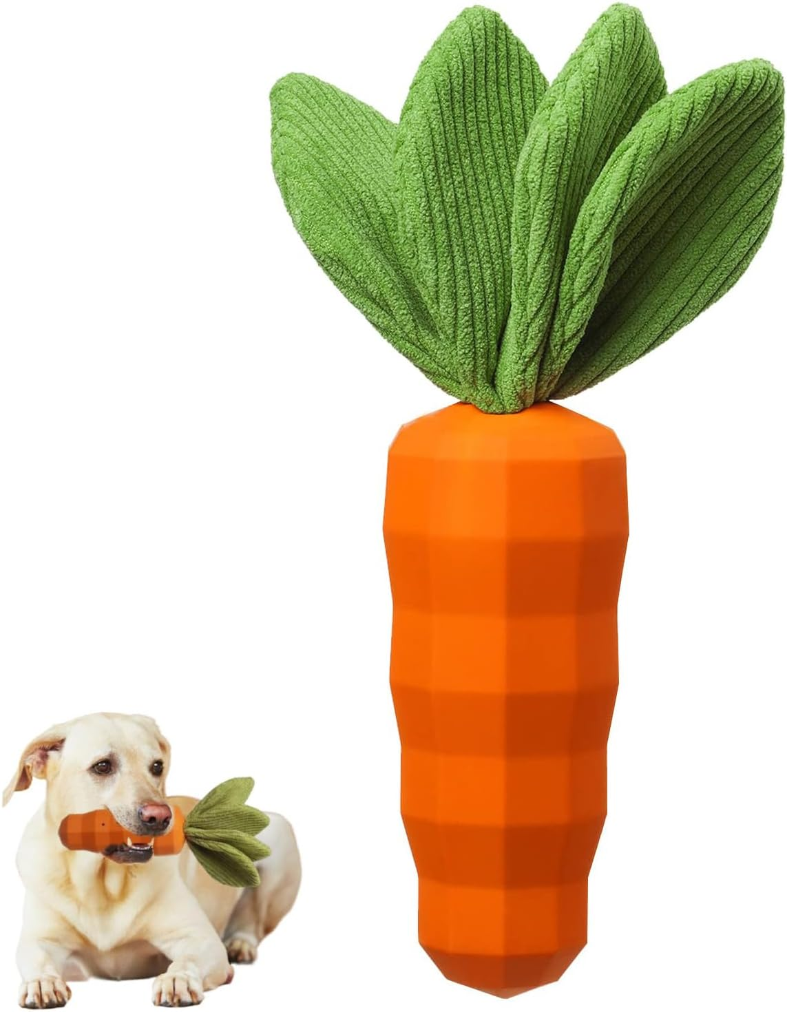 Dog Squeaky Chew Toys for Aggressive Chewers, Rubber Carrot Dog Toys, Indestructible Dog Chew Toys for Training and Cleaning, Interactive Tough Dog Toy for Puppy Medium Breeds image number 1