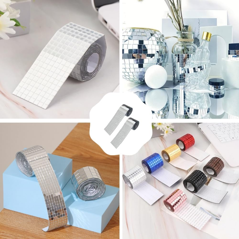 3200 Pieces 5 X 5 Mm Self-Adhesiveglass Mirror Mosaic Tiles Small Square Mirror,Self-Adhesive Mosaic Tiles Square Glass Mirrors, for Crafthome Decorations(Silver) image number 2