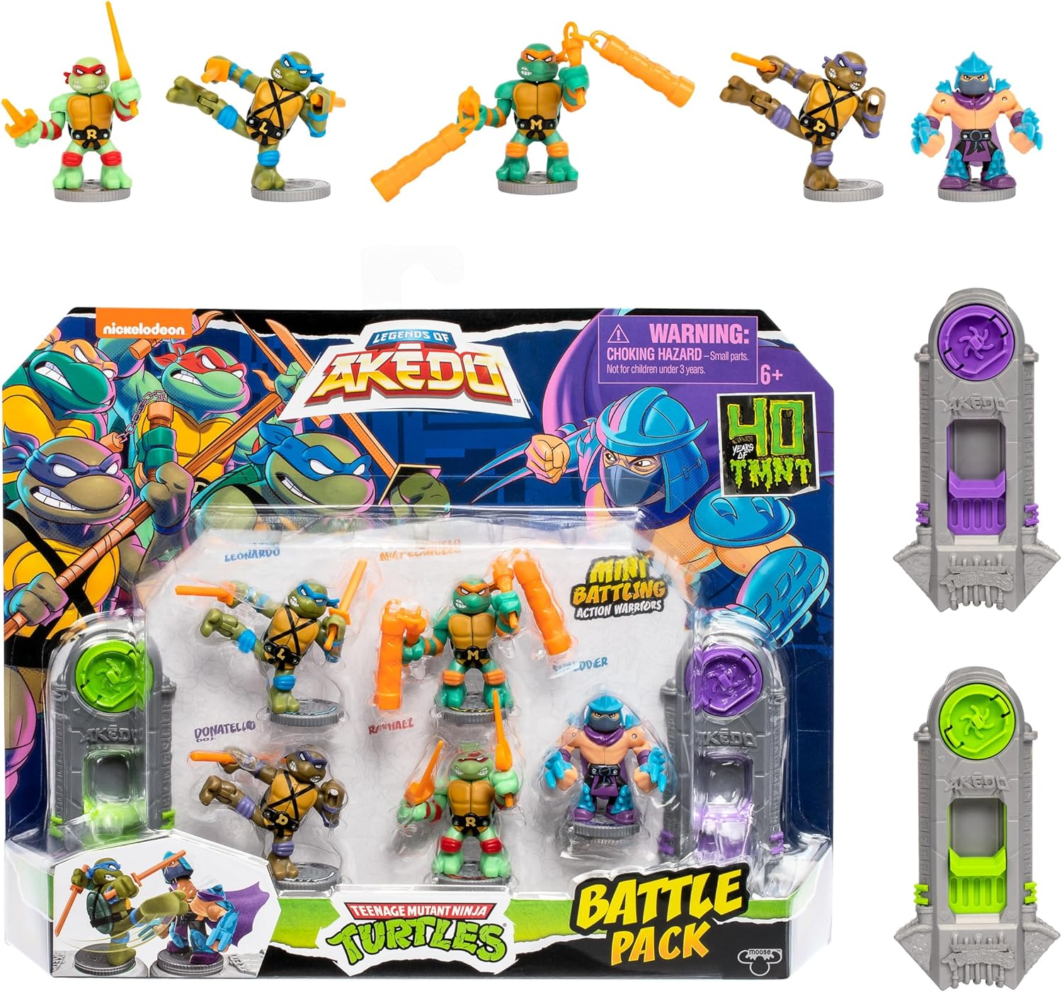Legends of Akedo Teenage Mutant Ninja Turtles Battle Pack Includes Mini Battling Warriors Donatello, Leonardo, Michelangelo, Raphael, Shredder 2 Silver Battle Controllers image number 3
