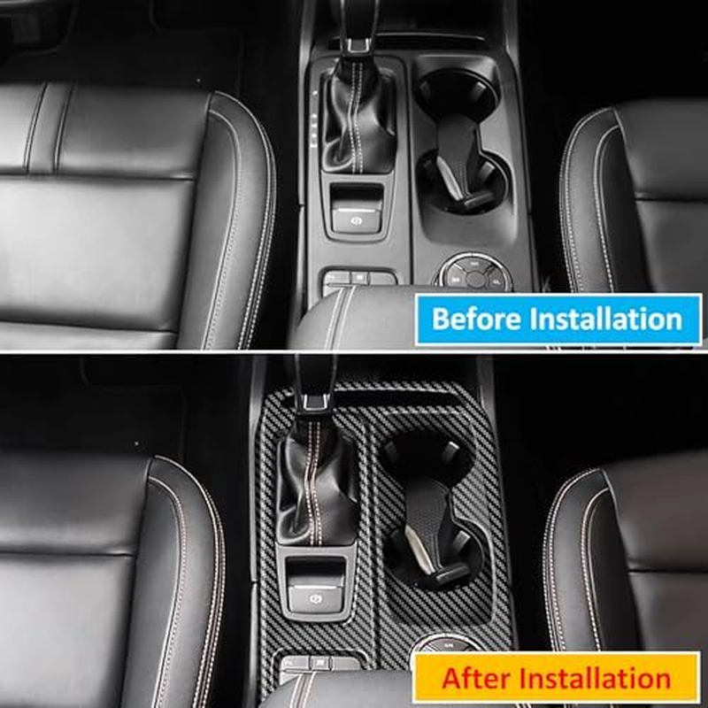 Center Console Gear Shift Panel Cover Trim, Interior Frame Molding Decoration Sticker Protective Cover Car Accessories Compatible with Ford Ranger 2022 2023 2024 Carbon Fiber ABS