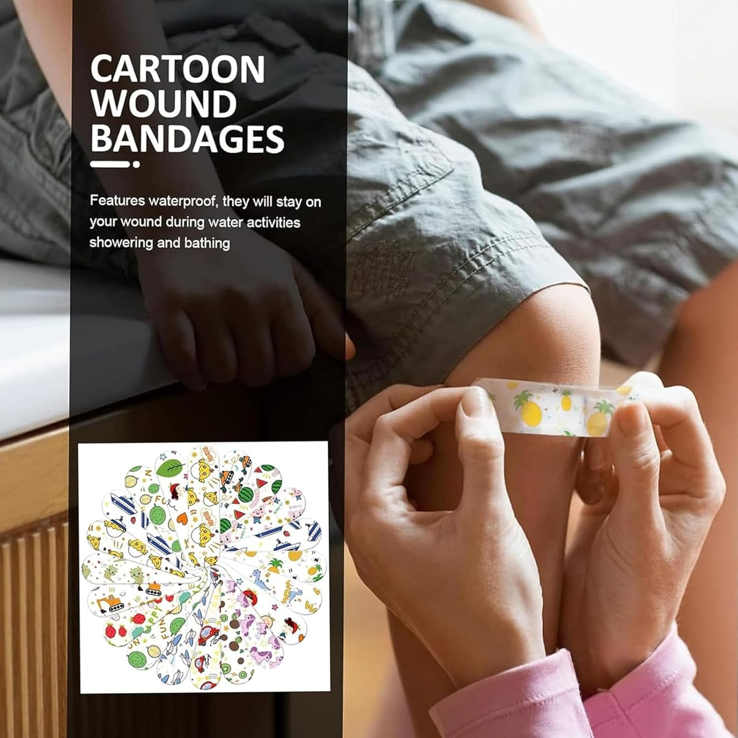 120-Pack Bandages - Waterproof and Breathable, Hypoallergenic, Latex-Free - Various Cute Cartoon Designs, Breathable Bandages Protect against Scrapes and Cuts.
