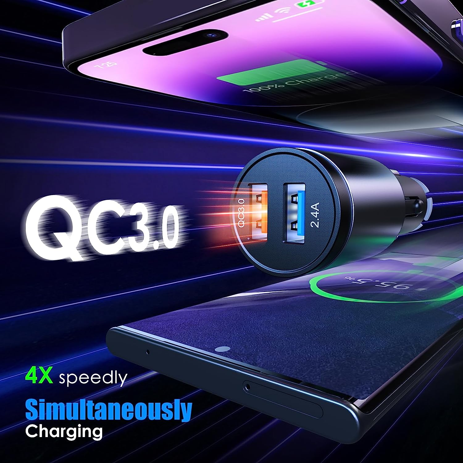 LENCENT Bluetooth 5.0 FM Transmitter with Big Color Screen, Hifi Music Treble&Bass Booster, QC3.0 Fast Charger, AUX Car Radio Adapter, Wireless Microphone Support Hands-Free Siri TF Card image number 5