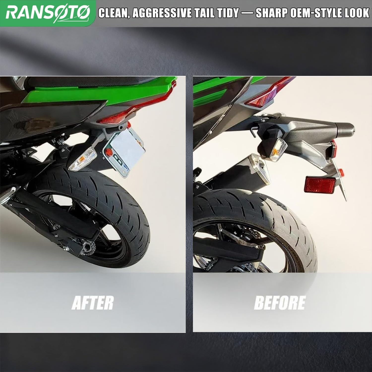 RANSOTO Motorsports Fender Eliminator Kit Compatible with Kawasaki Ninja 400 2018 2019 (Black) image number 5