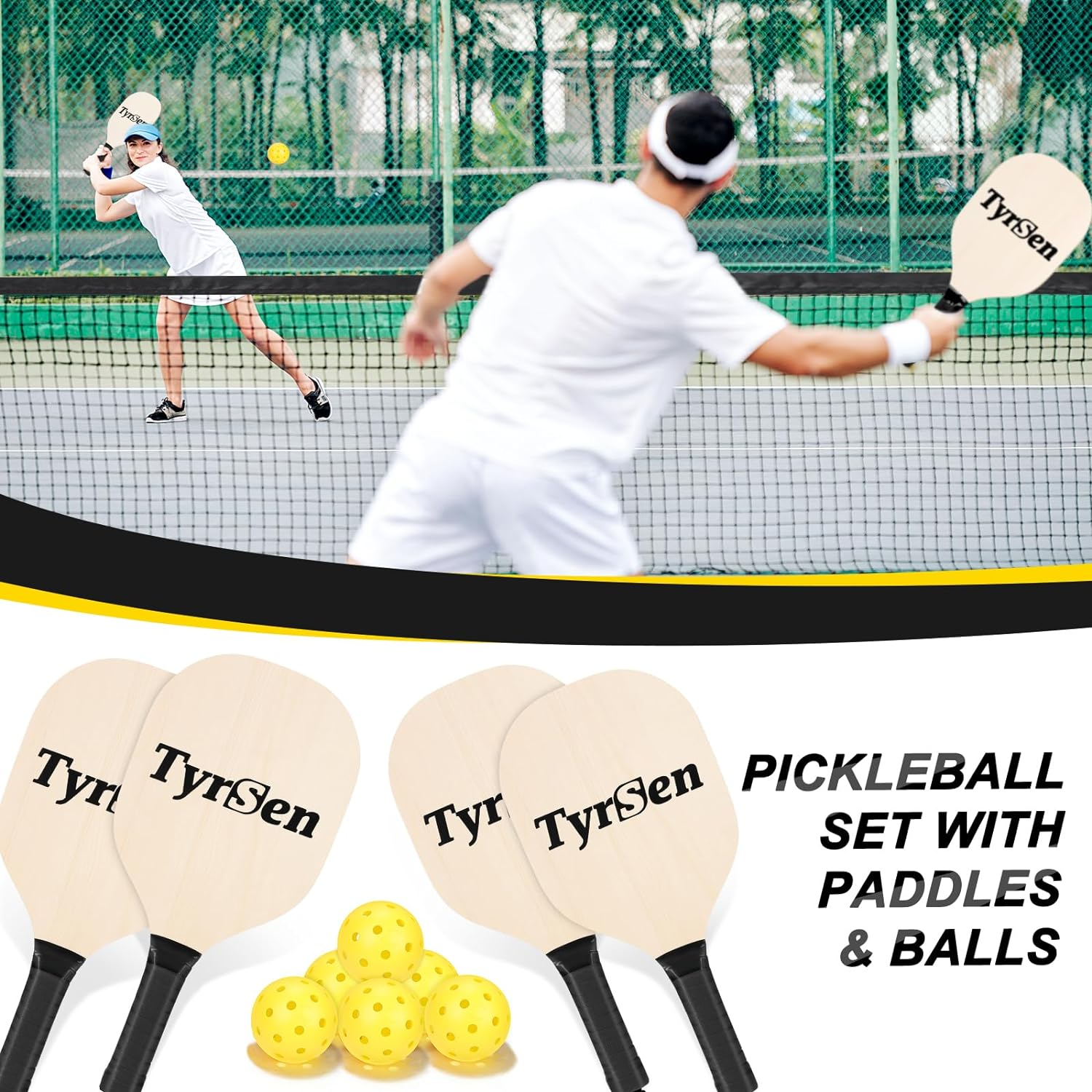 Portable Pickleball Net on Wheels, 22FT Pickleball Net for Driveway Backyard, Strong PE Net, Metal Frame, 4 Balls, 1 Carry Bag, Pickleball Net System for Indoor & Outdoor Play image number 2