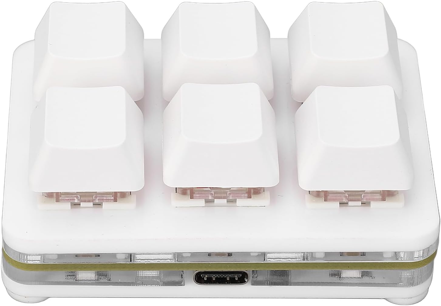 6 Key Mini Keyboard, RGB Macro Customized Programmable OSU Keypad with Red Switch, One Handed Gaming Keyboard for Game Office (White)