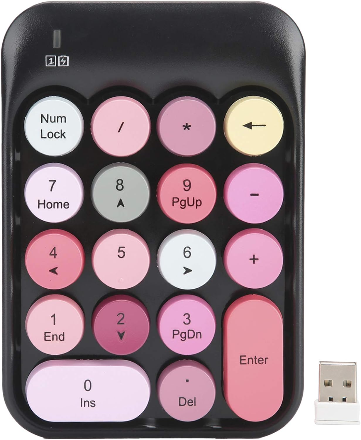 Wireless Numeric Keyboard, 18 Keys Chocolate round Keycap Retro Typewrite Numeric Keyboard 2.4Ghz Portable Silent Number Keyboard with USB Receiver for Laptop, Notebook, Mac (Fantasy Green)