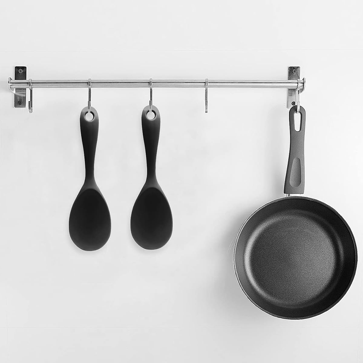 Silicone Rice Spoon Paddle Set of 2, Non Stick Heat Resistant Silicone Rice Serving Spoon Rice Cooker Spoon (Black) image number 6