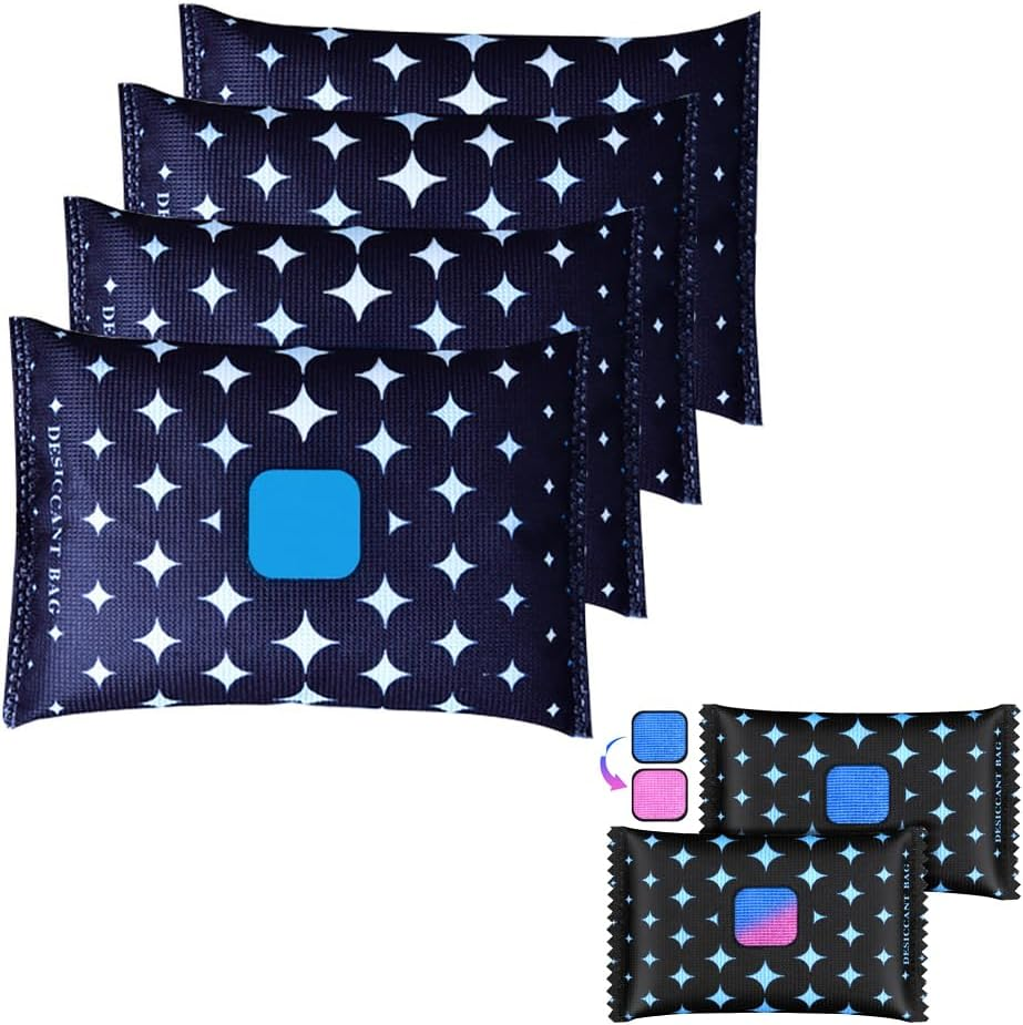 4 Pack 200G Silica Gel Moisture Absorbers, Desiccant Packs for Storage,Dehumidifier Bags for Storage Bins, Closets,Cars - Effective Moisture Control Solution, Reusable Silica Gel Will Change Color image number 1