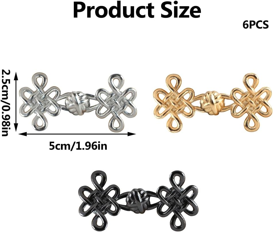 6Sets Chinese Knot Pant Waist Tightener Adjuster Jean Buttons for Loose Jeans Waistband Tightener No Sew Buttons Pants Button Tightener Jean Button Pins Adjustable Waist Buckle Pants Clips for Waist image number 6