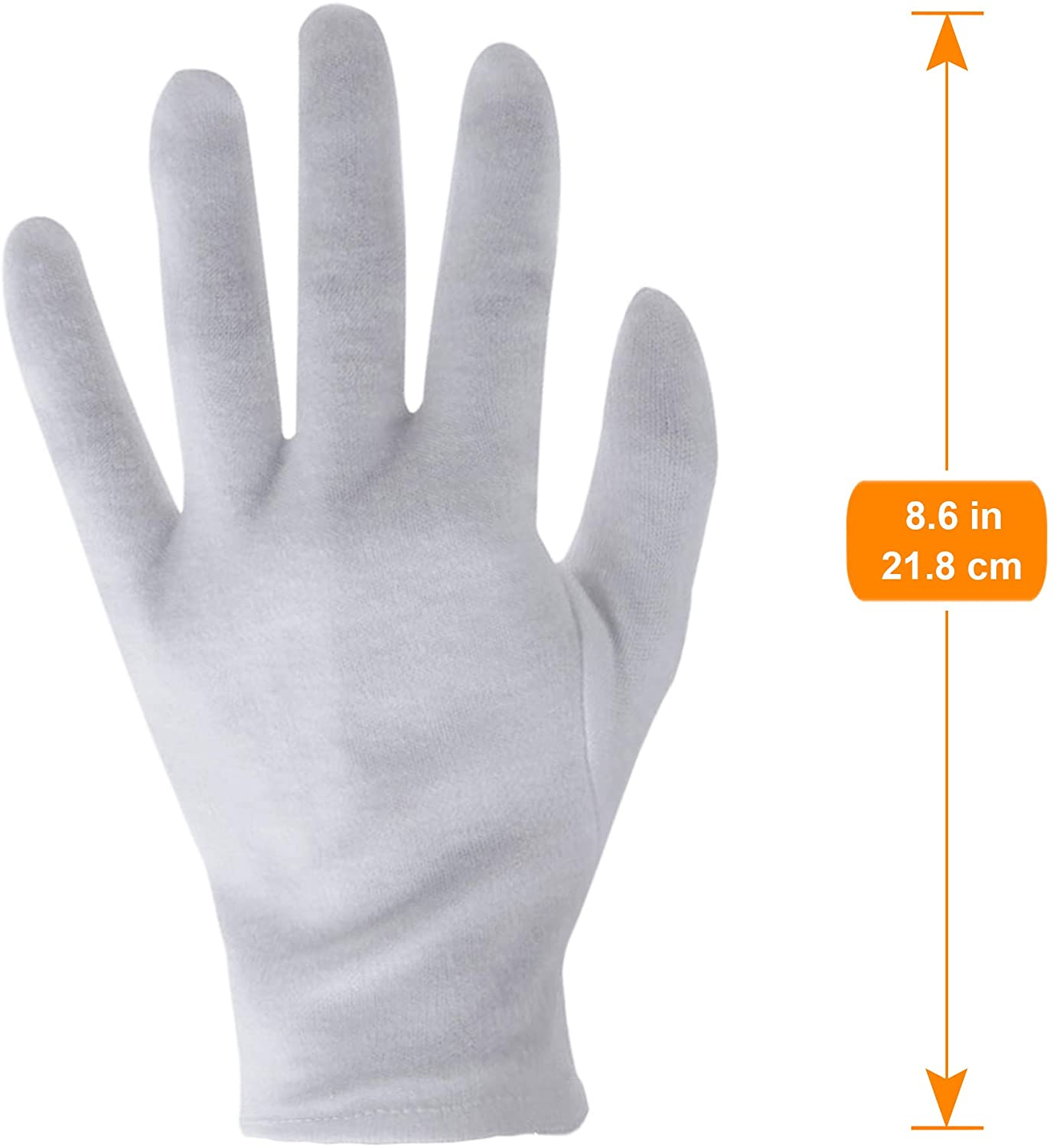 12 Pairs White Cotton Work Gloves for Serving Inspection Costume - Cloth Gloves for Dry Hands Eczema SPA Moisturizing image number 6