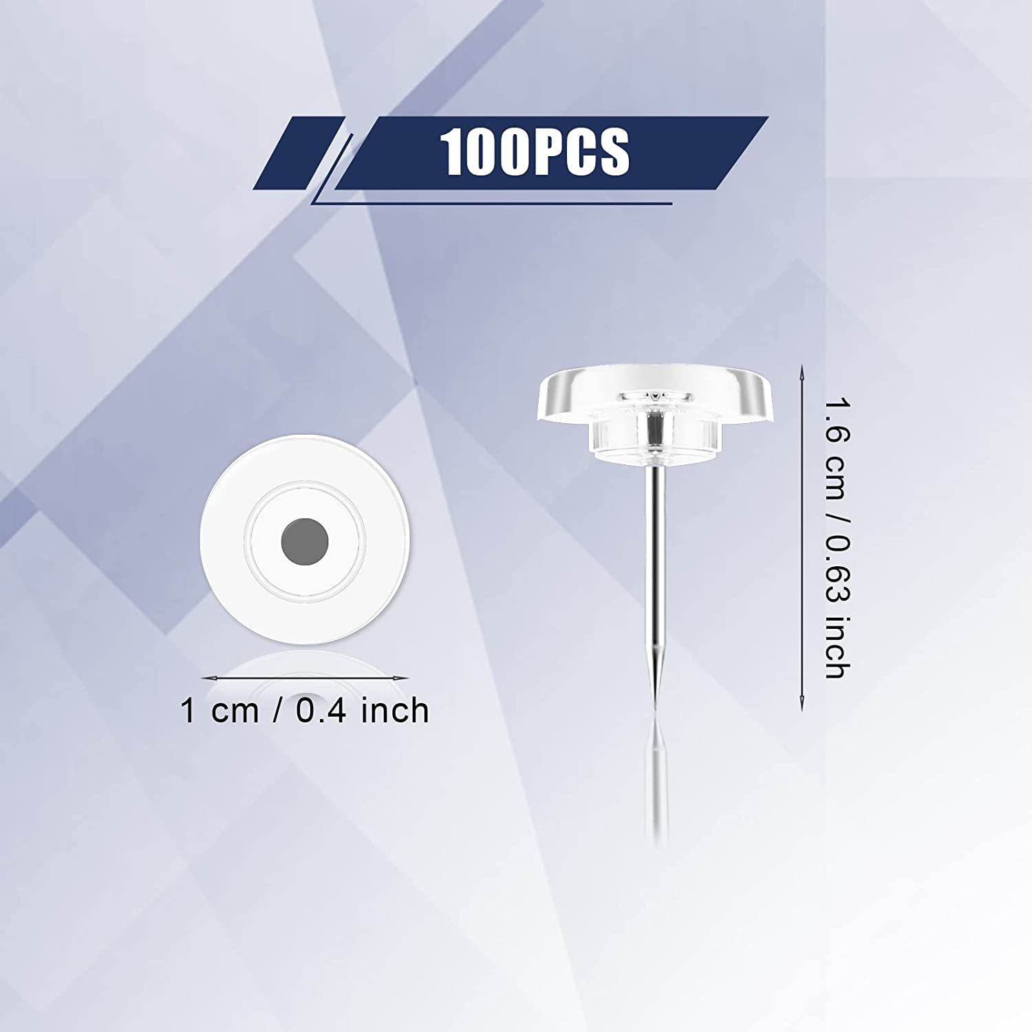 AIEX 100Pcs Clear Push Pins, Plastic Pushpins Thumb Tacks Flat Push Pins with Steel Point for Cork Board Bulletin Board Wall (White) - White image number 5