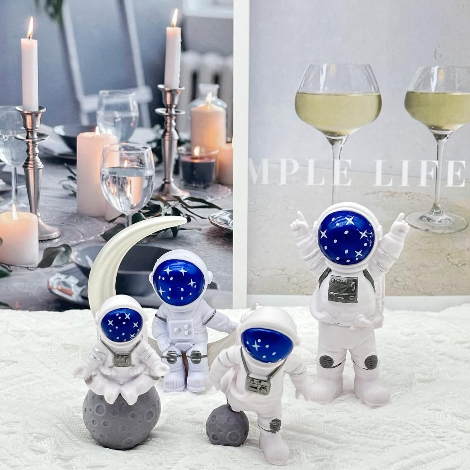 LUOZZY 8 Pcs Astronaut Figurines Cake Topper Miniature Astronaut Toys Outer Space Cake Decorations Spaceman Statues for Space Theme Party Decorations image number 1