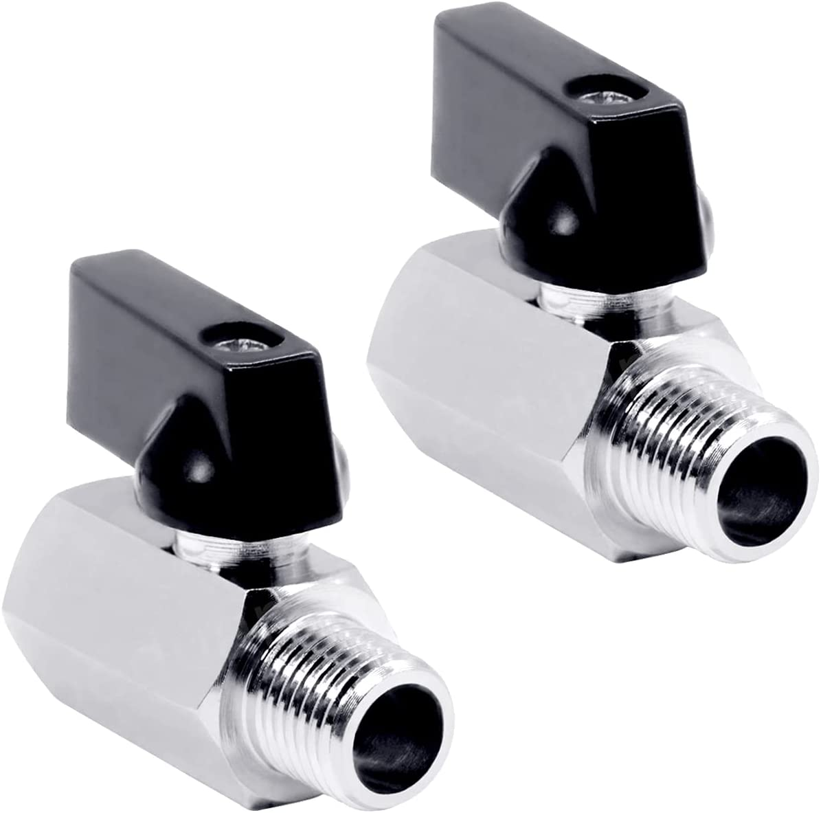 Beduan 1/4" Brass Mini Ball Valve NPT Female to Male Shut-Off Valve (Pack of 2) image number 1