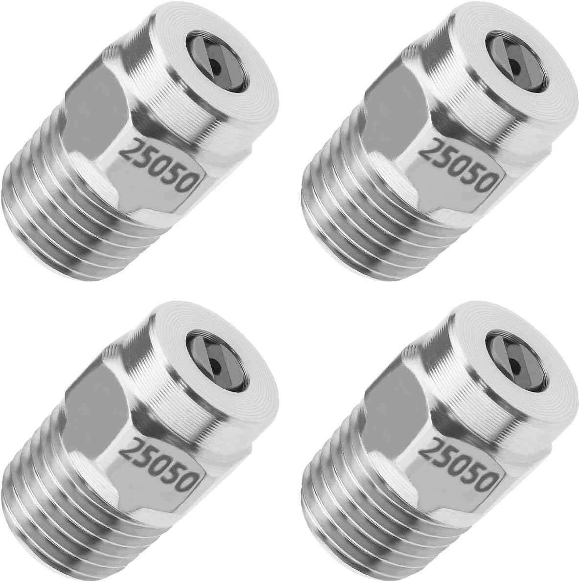 4PCS Stainless Steel High Pressure Sprayer Nozzle 1/4" MNPT Thread 25-Degree Spray Angle Pressure Washer Nozzle Replacement image number 1