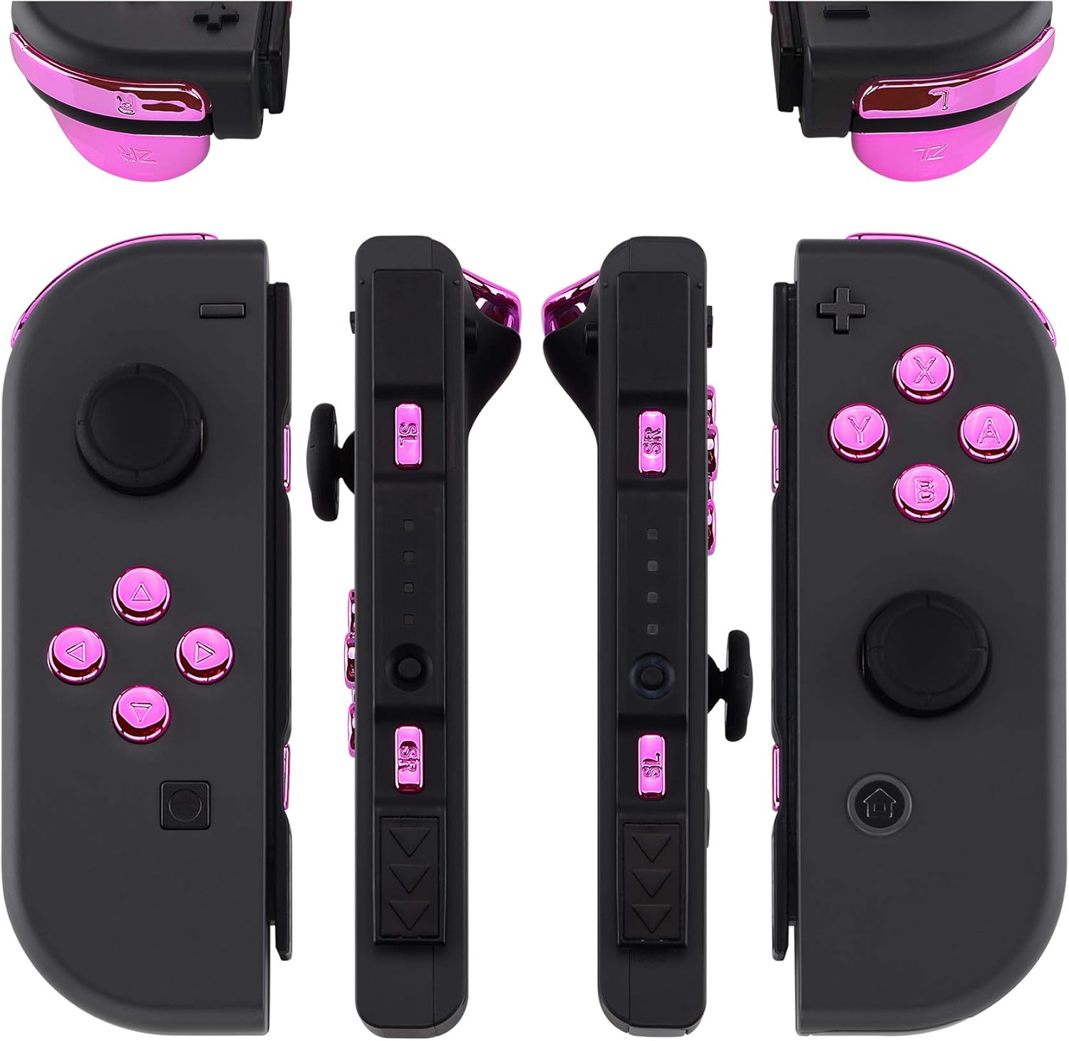 Extremerate Chrome Pink Glossy Replacement ABXY Direction Keys SR SL L R ZR ZL Trigger Buttons Springs, Full Set Buttons Fix Kits with Tools for Nintendo Switch Joy-Con - Joycon Shell NOT Included image number 4