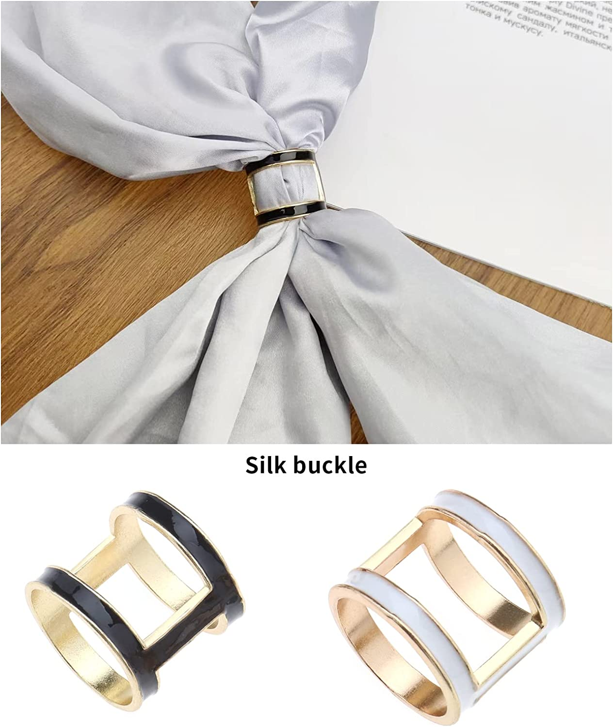 Ecsing 8PCS Rhinestone Scarf Buckle Pearl Neckerchief Holder Ring Silk Scarf Clasp Blouse Clip Wrap Clamp Shawl Holder Clothes Decoration Supplies for Women image number 4