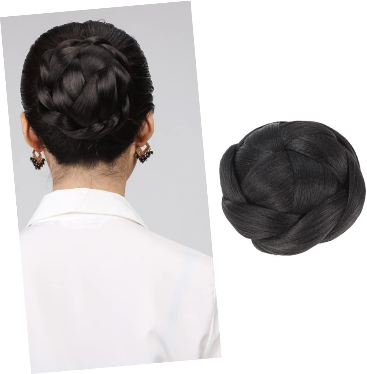 Healeved 3Pcs Fake Braid Bun Braided Hair Hair Extensions for Women Adding Fullness Style to Everyday Special Occasion Hairstyles image number 5