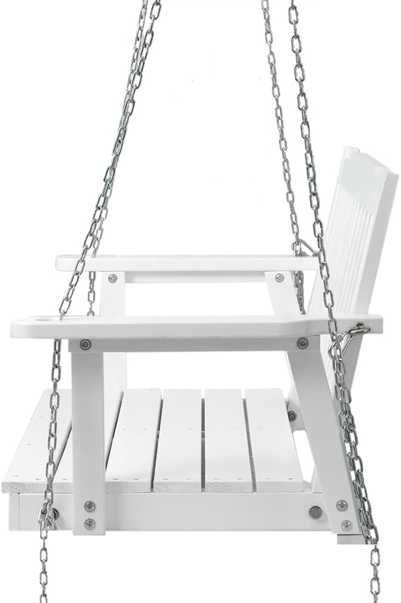 Gardeon Outdoor Porch Swing Chair Wooden 2 Seater White Garden Bench Hanging Seat, Patio Baconly Furniture Chairs, with Metal Chains Water Resistant 300Kg Capacity