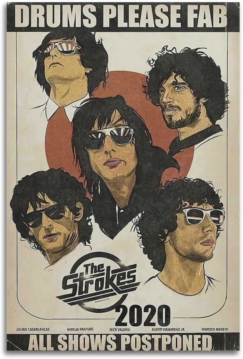 ZHAOYZZY the Strokes Band Poster Decorative Painting Canvas Wall Art Print Modern Family Bedroom Decor 12X18Inch(30X45Cm)