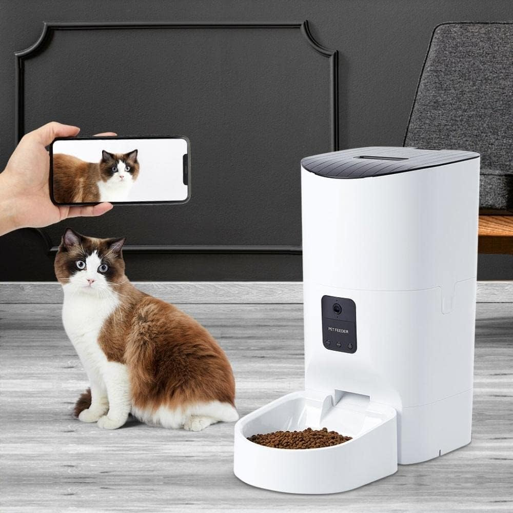 Pawz Food Dispenser Automatic Pet Feeder with Camera, White, Automatic Fish Feeder, Cat Dog Slow Feeder, Automatic Cat Feeder Wet Food, Photo and Video Record, Interaction, Night Vision image number 5