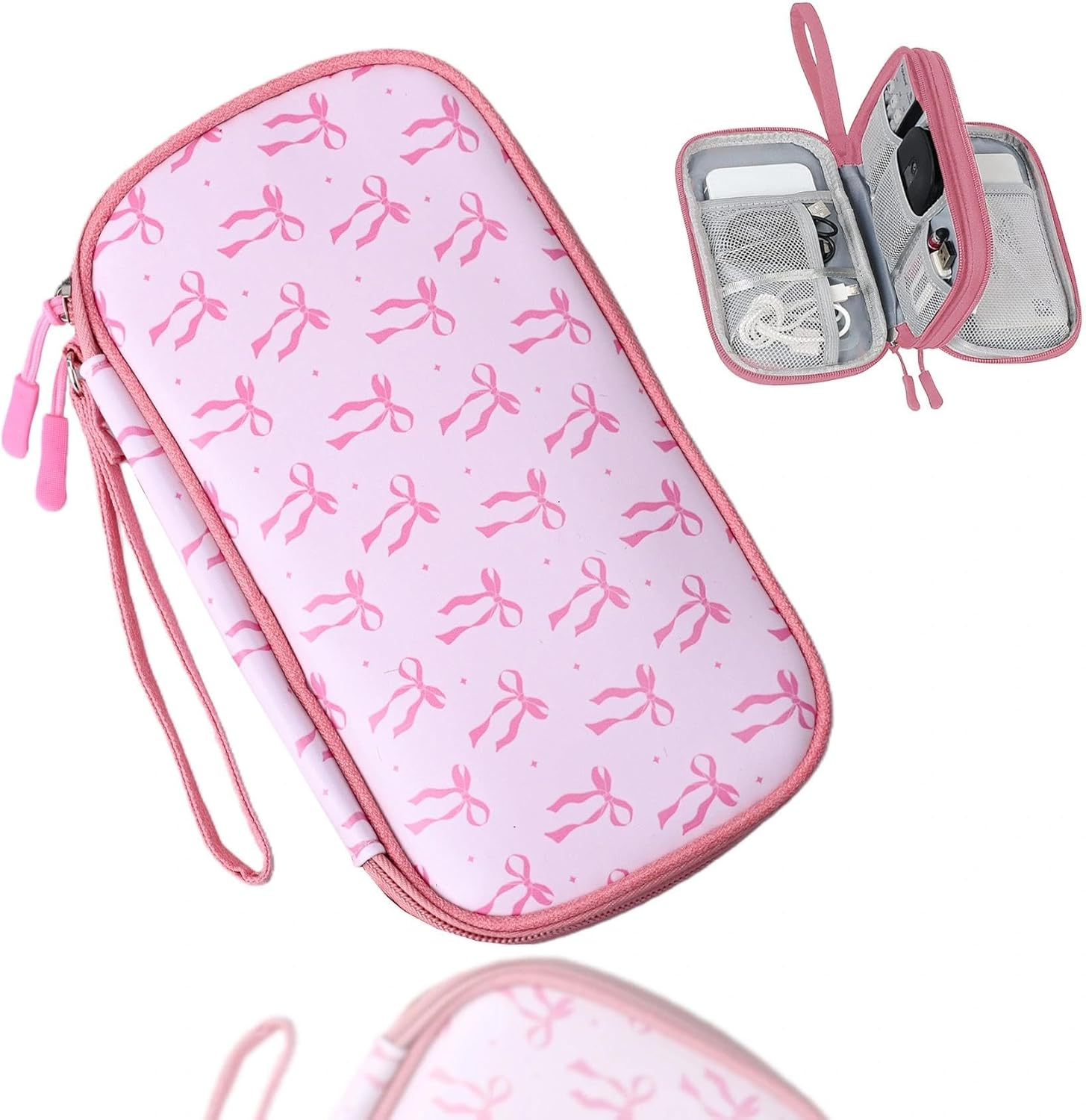 COSHAYSOO Electronics Organizer Bag Travel with Chenille Letter Patch TECH Traveling Must Have Accessories Cute Personalized Gift for Women Cable Cord Charger Storage Pouch (Greenish Blue)