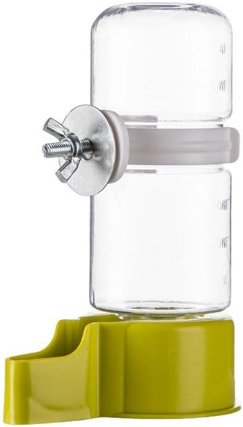 Automatic Bird Water Dispenser, Feeder, Parrot Feeder, Bird Cage Suspended Automatic Bird Feeder Water Bottle with Secure Cage Mount, Rabbit Watering System (Green)