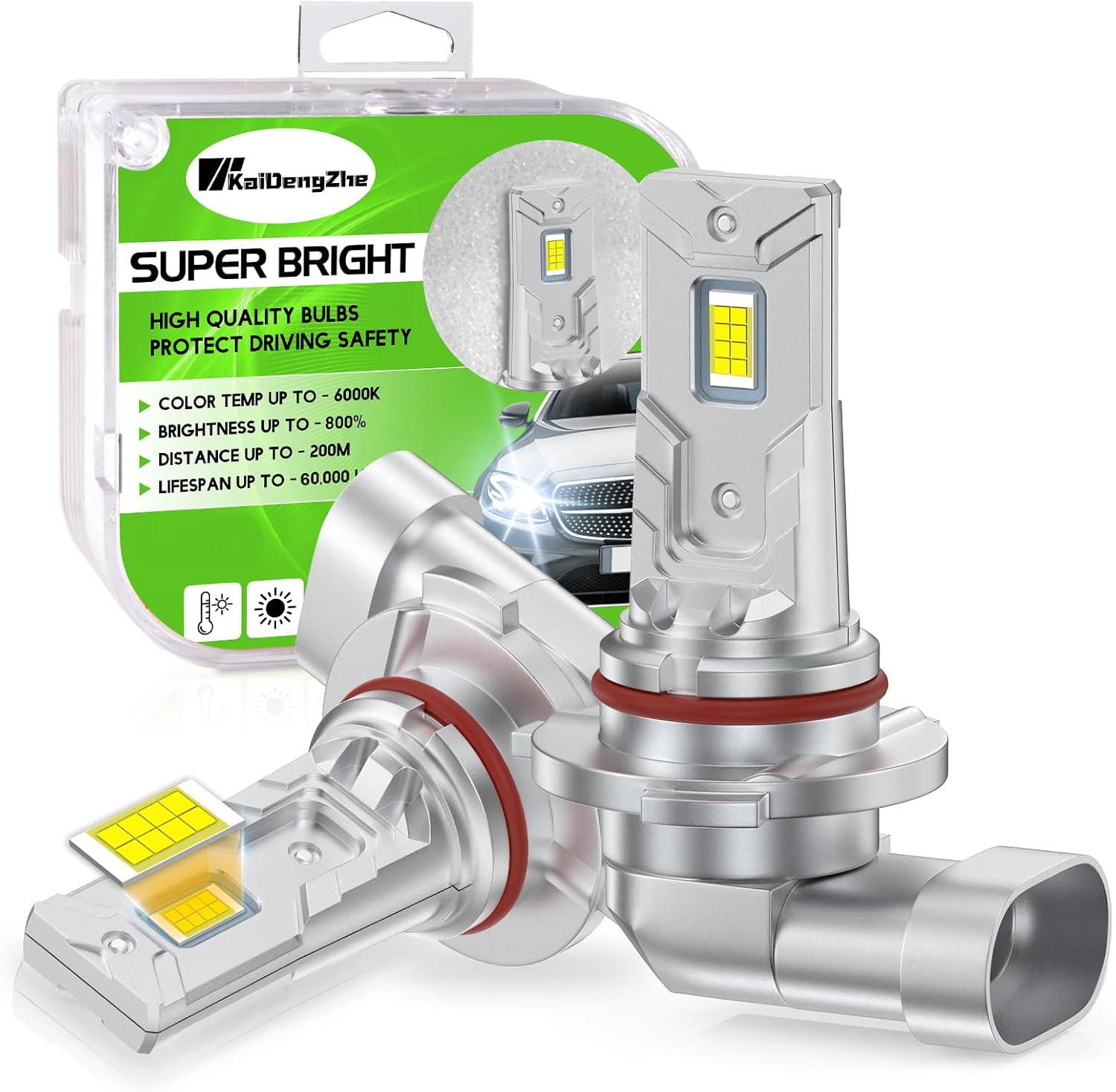 Kaidengzhe 9005/9006 LED Bulb 6000LM HB3 Bulb 60W 6000K 1:1 Mini Size Car HB4 Led Headlight Conversion Kit IP68 Fog Light Bulbs Plug & Play for High Low Beam Halogen Replacement, Pack of 2 image number 5