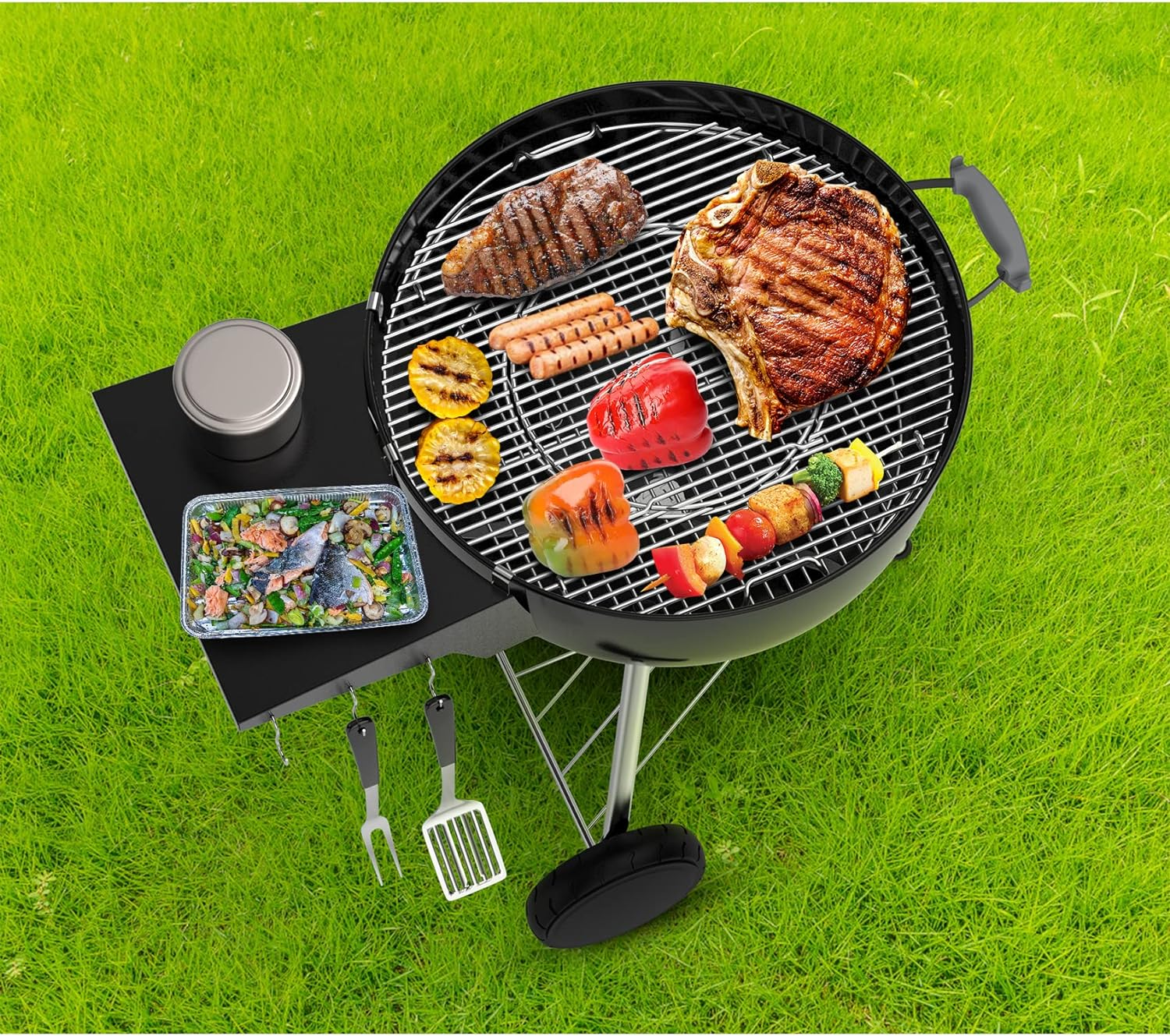 Onlyfire BBQ Side Table, Grill Table Shelf for 57Cm Weber Master-Touch & Kettle Charcoal Grill, Weber Kettle Grill Accessories image number 2
