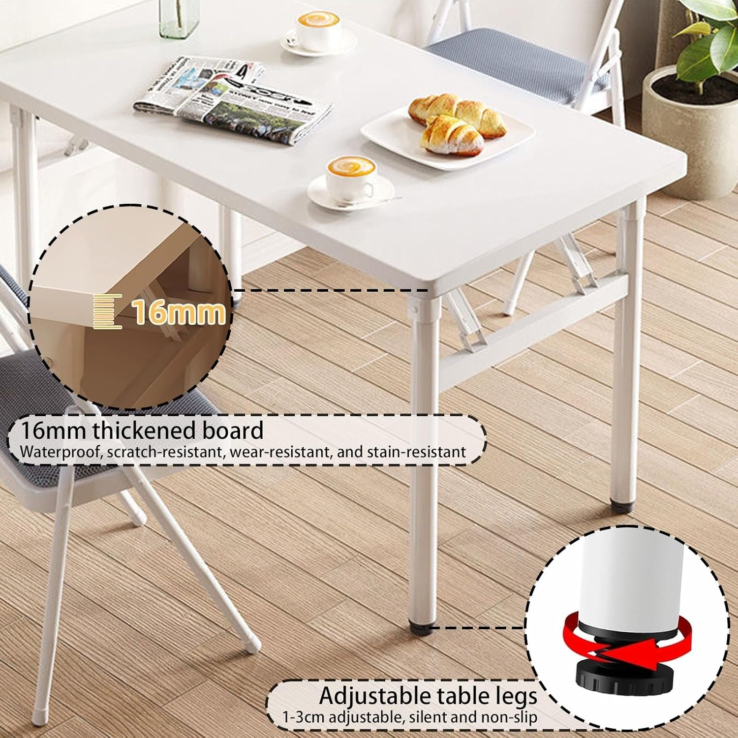 Folding Table, Small Foldable Desk, No Installation Requiredcomputer Desk, Writing Workstation for Home，Office,Bedroom（White）