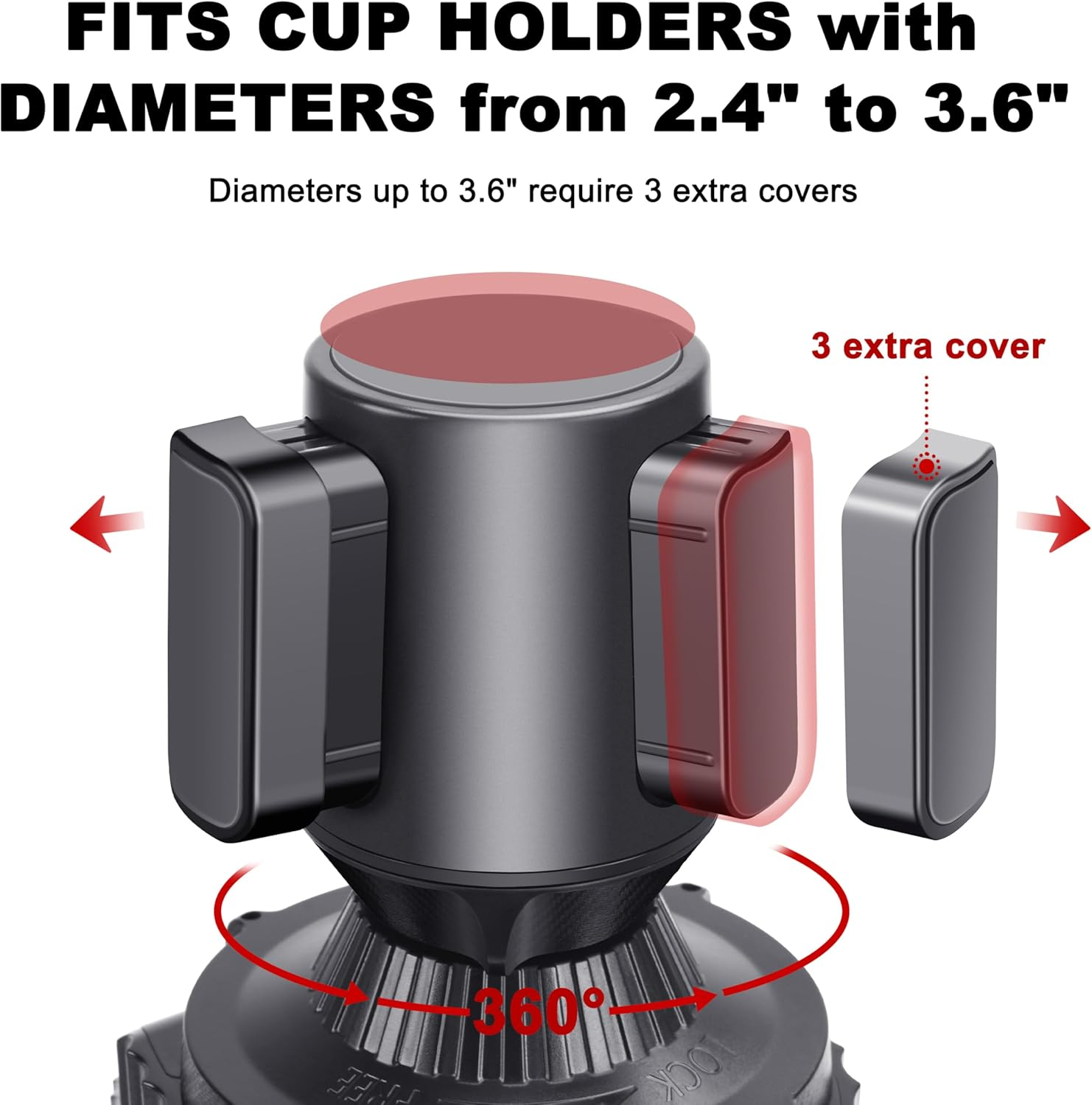 Expandable Car Food Table Tray - 3 in 1 Cup Holder Expander, Fits 12-40 Oz - Road Trip Essentials, Car Travel Accessories image number 4