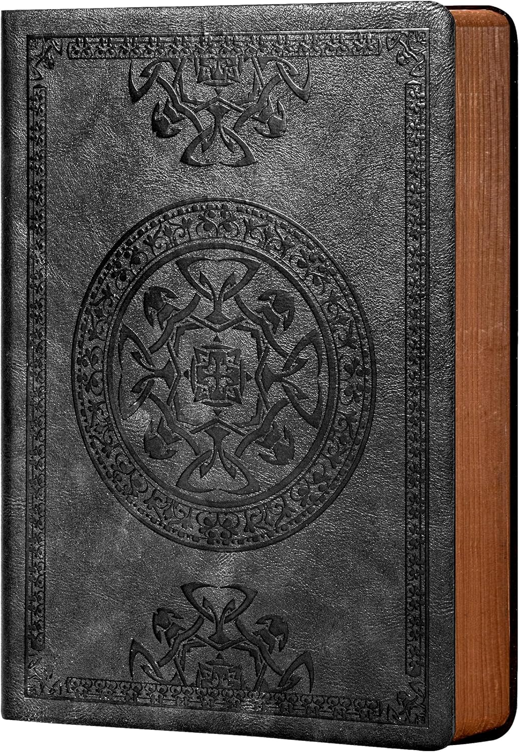 CAGIE Leather Vintage Journal for Men Soft Cover 256 Lined Pages Notebook 180 Lay Flat for Writing Travel Diary, 5.7'' X 8.3'', Black