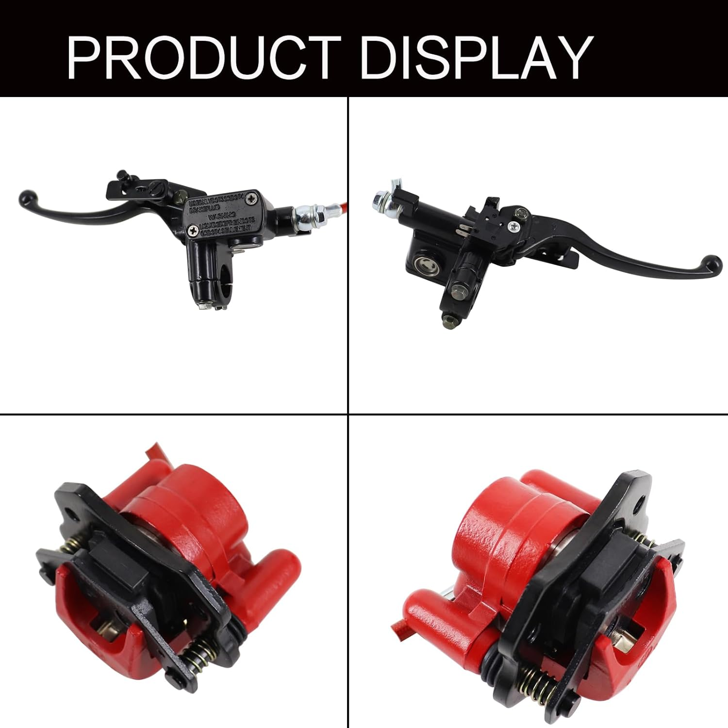 Red Rear Hydraulic Disc Brake System,Atv Quad Left Rear Hand Brake Assembly with Caliper&Brake Pads for Chinese Quad 4 Wheeler Buggy 50Cc 70Cc 90Cc 110Cc 125Cc 150Cc Taotao Kazuma Coolster ATV Parts image number 4