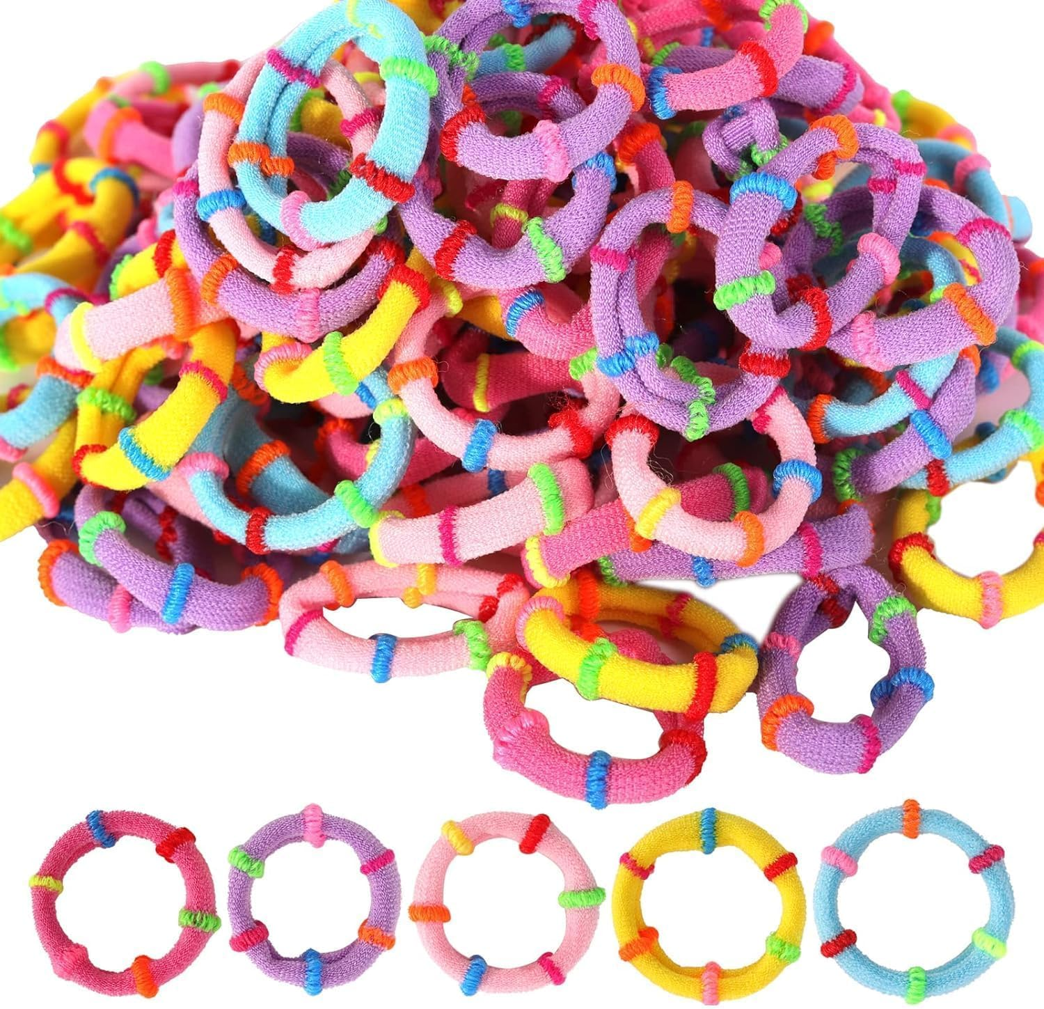 Festfit100Pcs Baby Girl Hair Ties,1 Inch Hair Bow Tiny Hair Bows Hair Tie with Elastic Loop Ponytail Ties Pony Tail Holder Accessories for Infants Toddlers Girls Kids image number 5