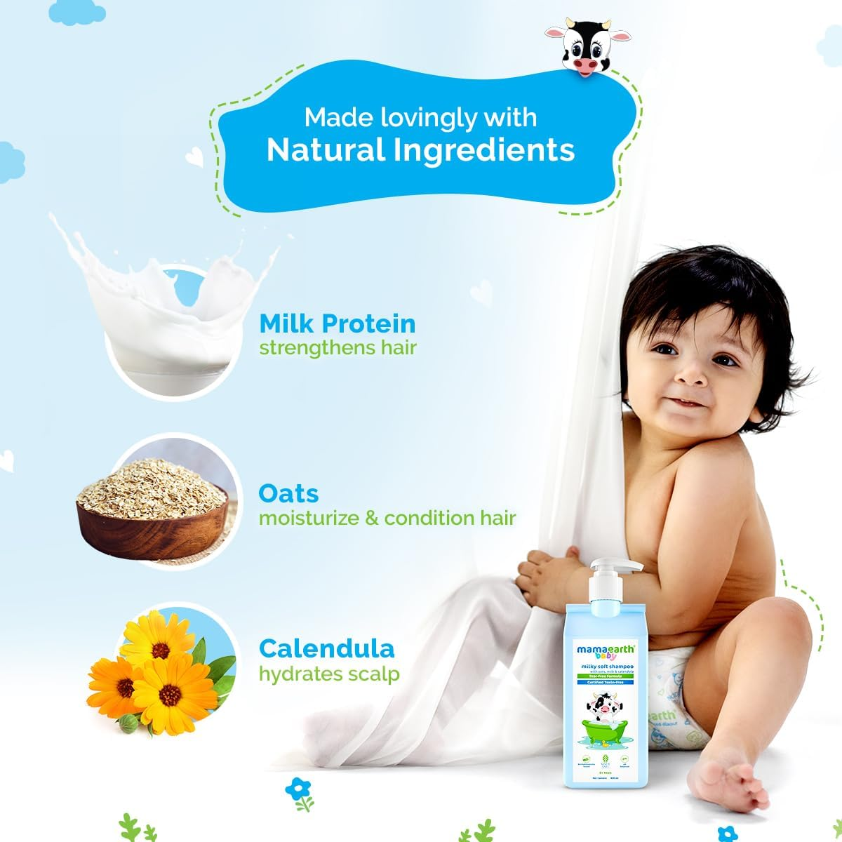 Mamaearth Milky Soft Shampoo with Oats, Milk and Calendula for Babies (400 Ml) image number 4