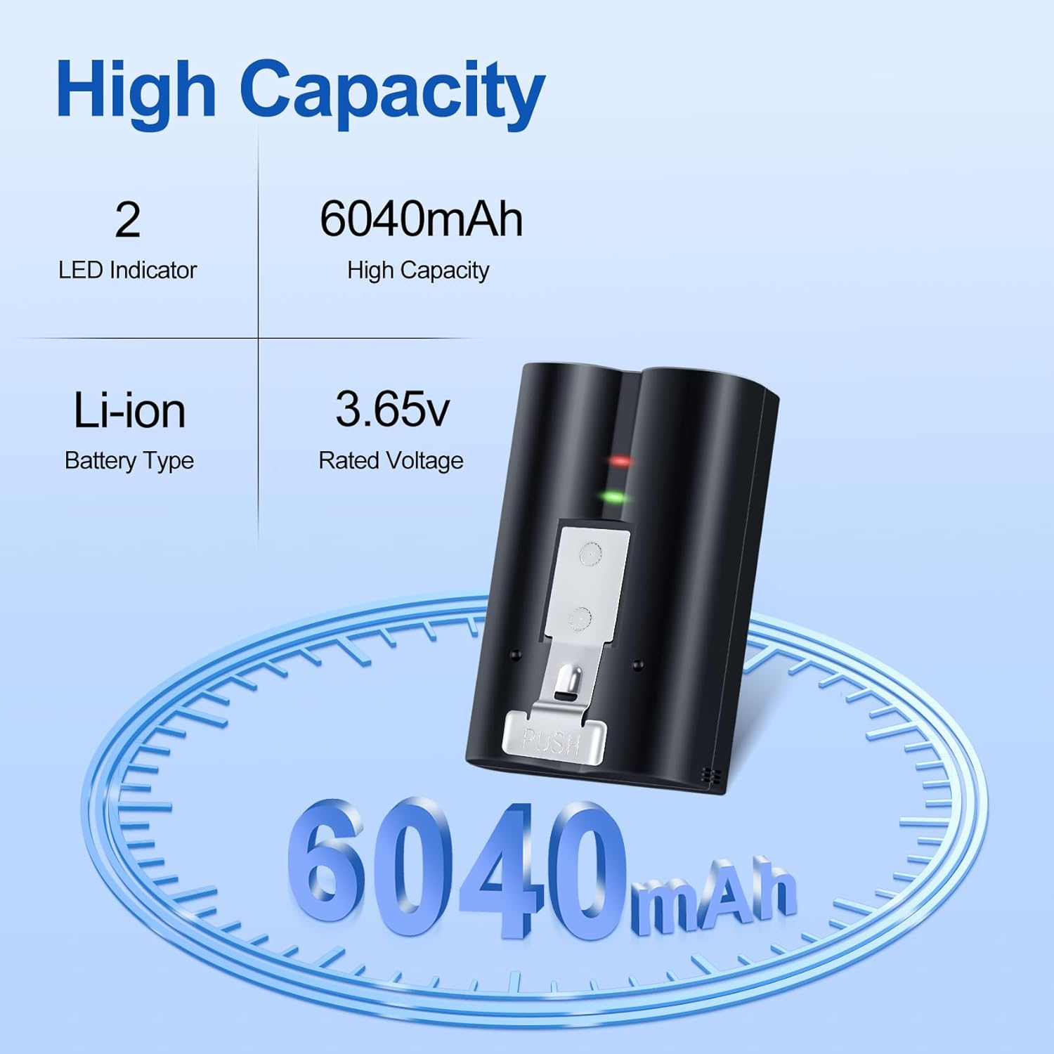 1 Pack Battery for Ring (3.65V 6040Mah), Quick Release Rechargeable V4 Battery Compatible with Ring-Video Doorbell 2(2024 Release)/3/4/3 Plus,Stick up Cam Indooor and Outdoor,Spotlight Cam image number 5