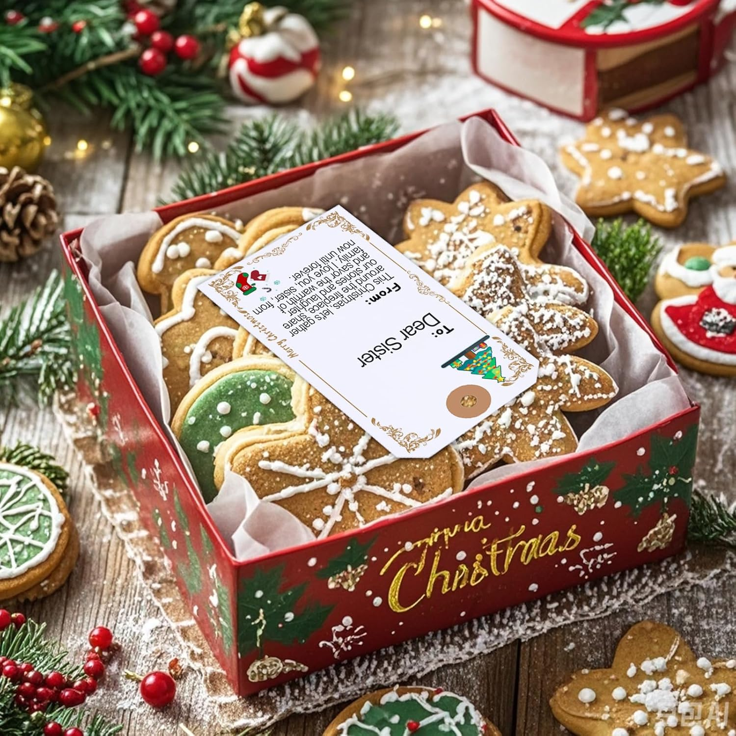 Liatinbo Gift Tags with Elastic String,Blank Shipping Tags Large Marking Gift Bags Tags Writable Price Tags Inventory Tags (Christmas Color, 120 Count (Pack of 120)) image number 2