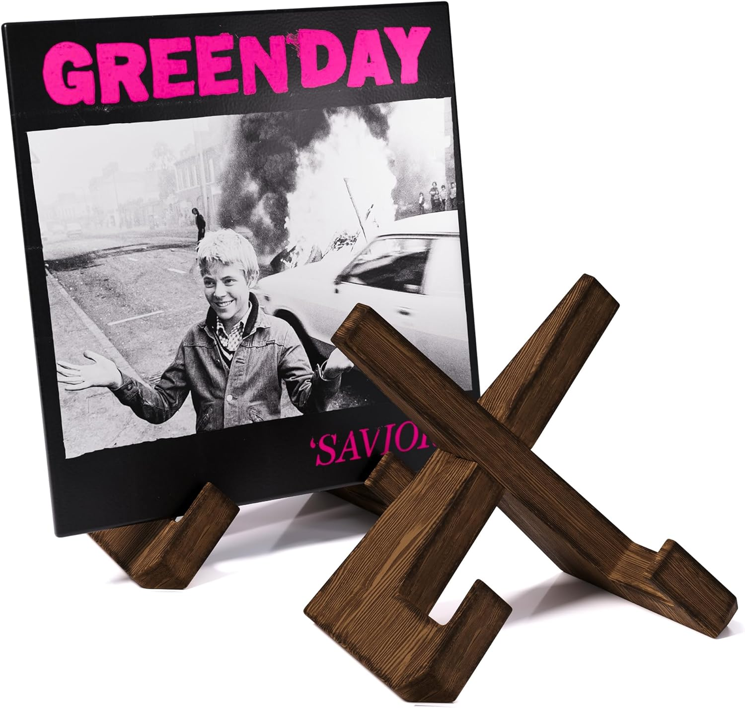 Now Playing Vinyl Record Stand, Premium Solid Wood Retro Brown Now Playing Record Holder, 1 Second Assemble Now Spinning Record Holder, Now Playing Record Stand for Vinyl Record, Photo Album image number 5