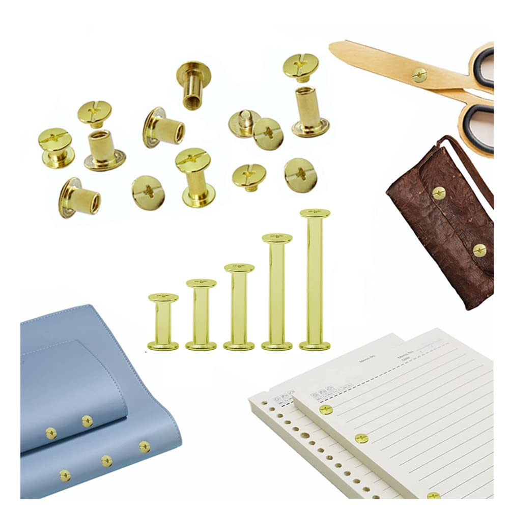 100 Sets Binding Chicago Screws, 5 Size Screw Posts for Bookbinding, Leather Photo Albums, round Flat Head (M5X5/6/8/10/20 Mm) image number 4