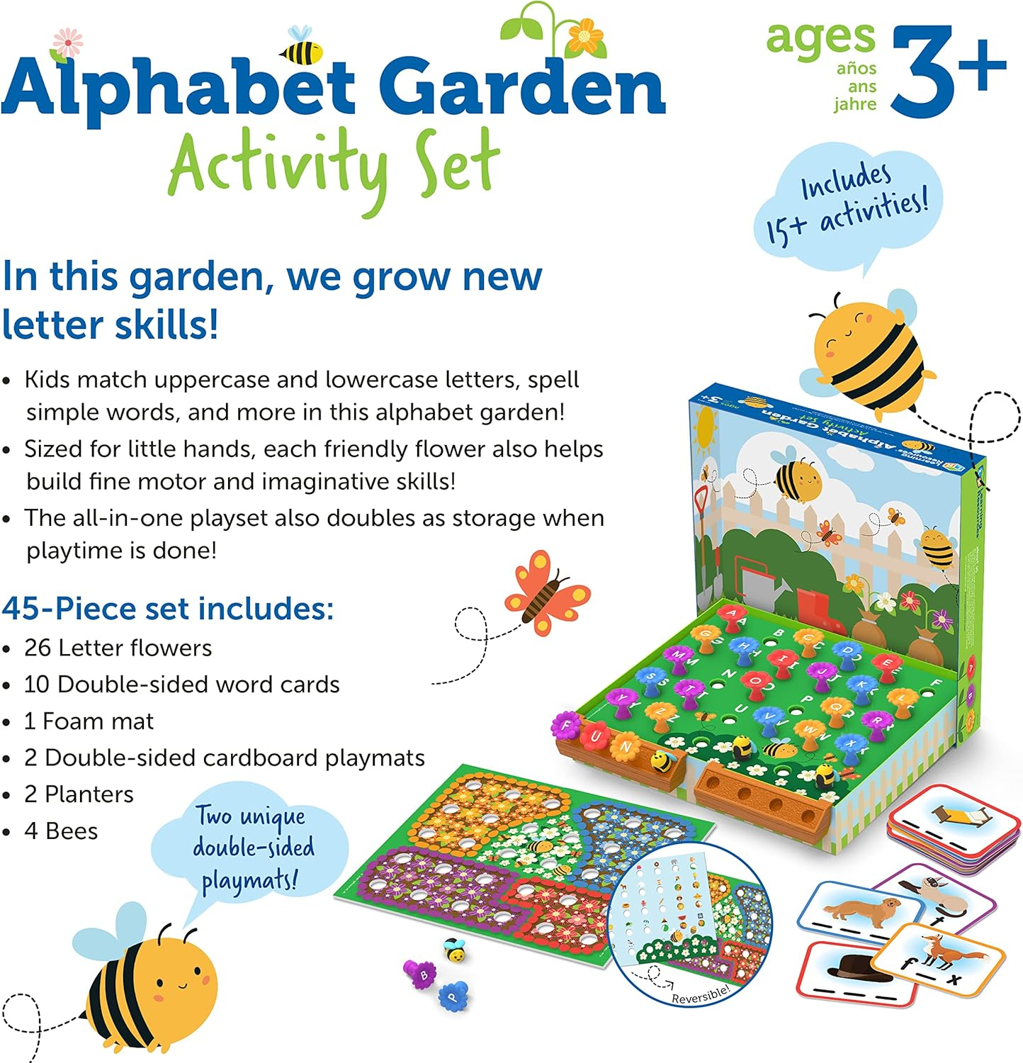 Learning Resources LER5543 Garden Activity Set, Educational Indoor Games, Alphabet, Brain Toys, Toddler Preschool Learning, 45 Pieces, Age 3+