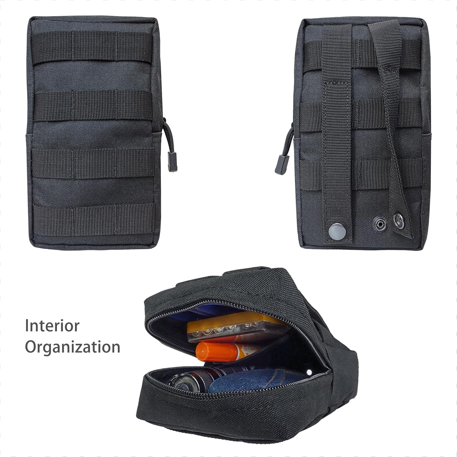 Molle Car Seat Organiser - Tactical Car Seat Back Organizer with 1 Molle Panel + 2 Molle Pouches (Style I) image number 5