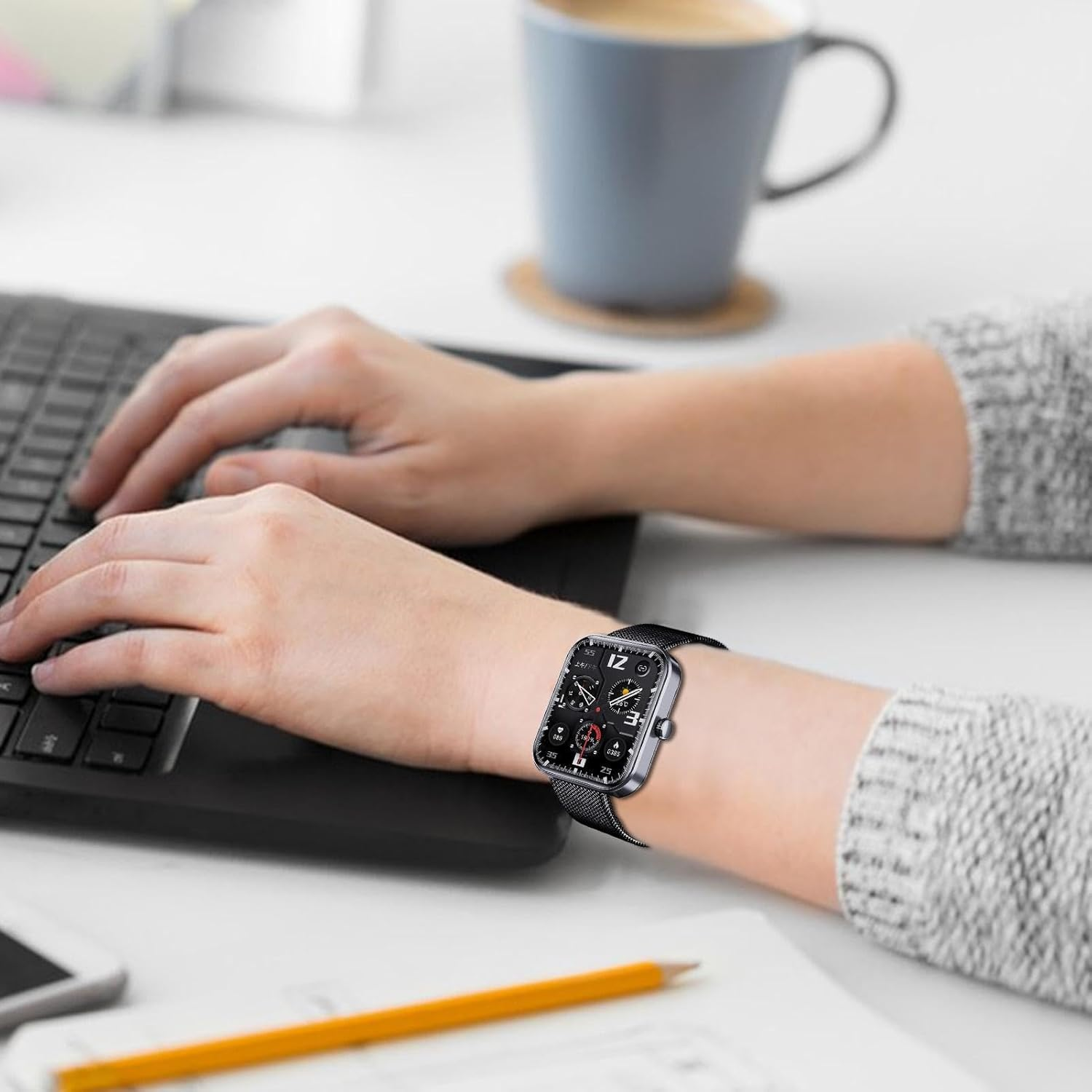 Blood Glucose Sugar Smart Waatch, Popglory Smartwaatch with Blood Pressure, Fitness Tracke with Heart Rate Monitor, Full Touch Fitness Waatch for Androi & Ios for Men Women image number 4