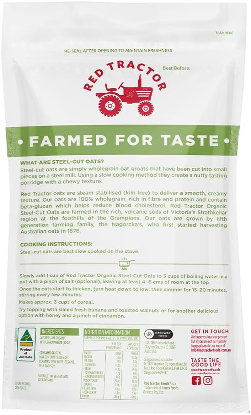 Red Tractor Foods Australian Organic Steel Cut Oats 1Kg image number 1
