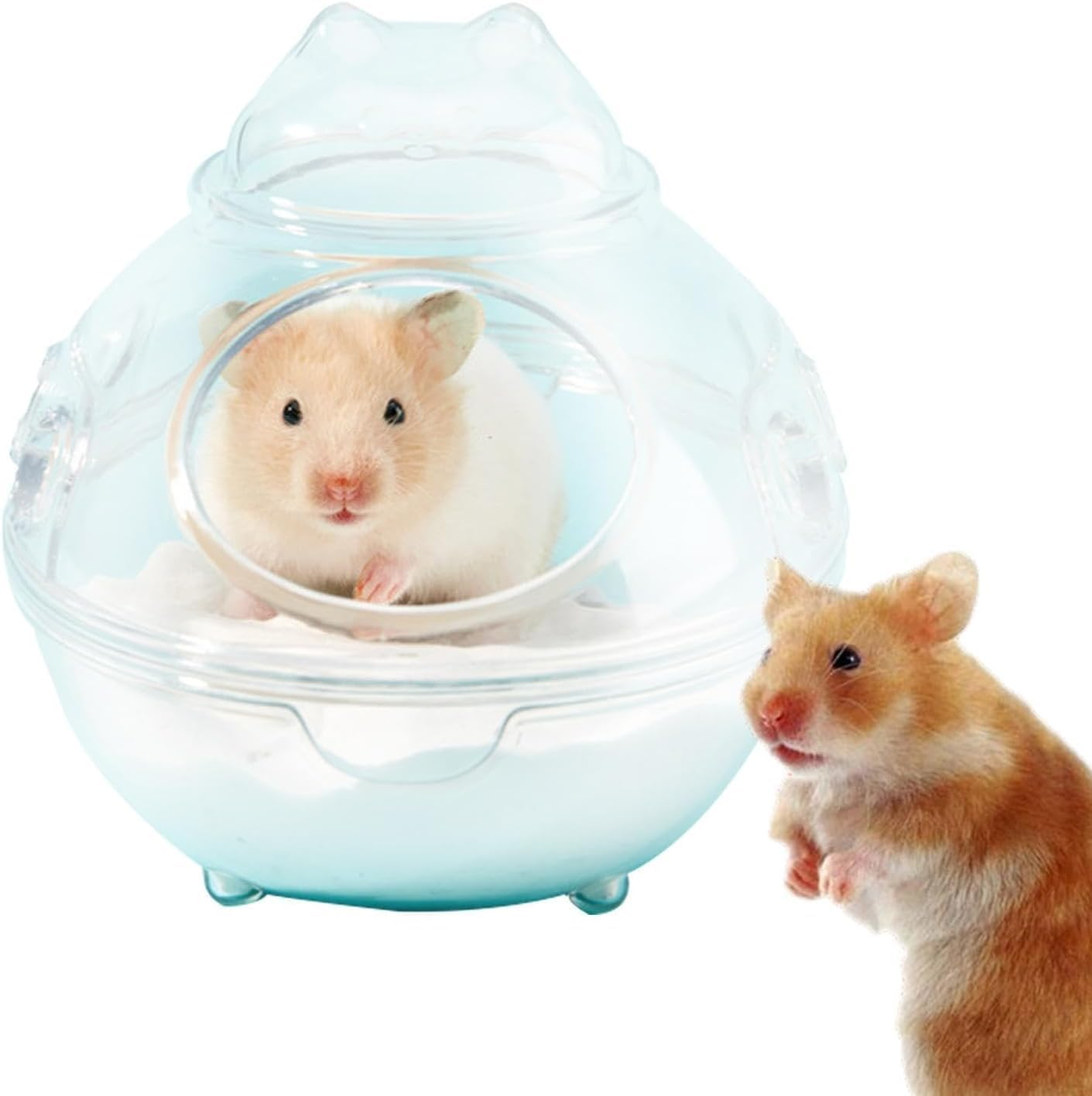 Hamster Bathtub,Transparent Sand Bath Box for Small Pets, Cute Hamster Bathroom & Sleep Pad Nest, Durable Cage Accessory for Hamsters & Small Animals (S) image number 1